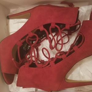 French Connection red laced pumps
